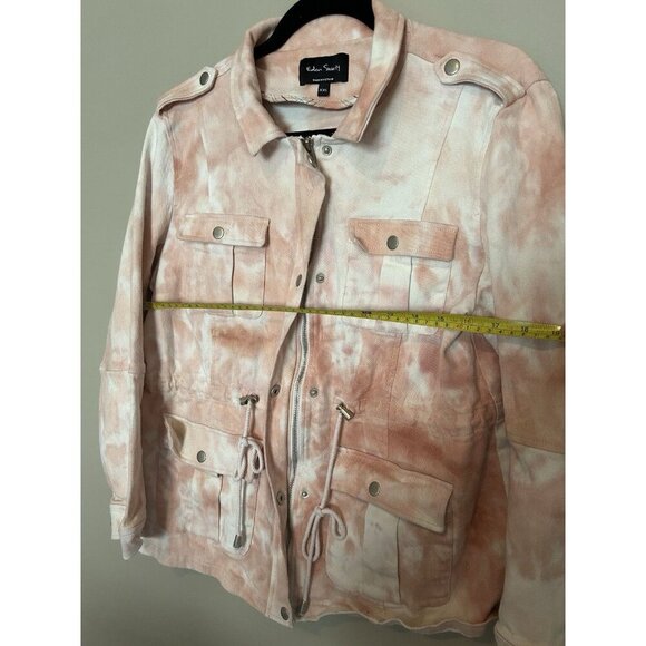 Eden Society Women XL Blush Pink Tie Dye Full Zip Cargo Military Jacket Cotton - Picture 9 of 11